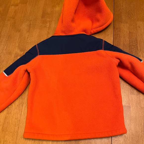 Orange Lands End fleece coat- size 4 kids. Pre owned good condition. - Picture 5 of 7